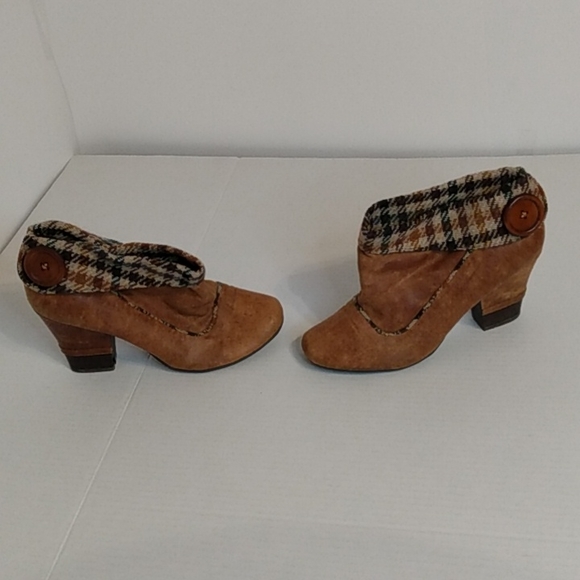 Plaid Stacked Heel Boots Booties Fall Pallette - Picture 1 of 5